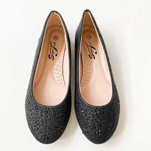 Super Jack Black Glitter and Rhinestones Flats 1928
